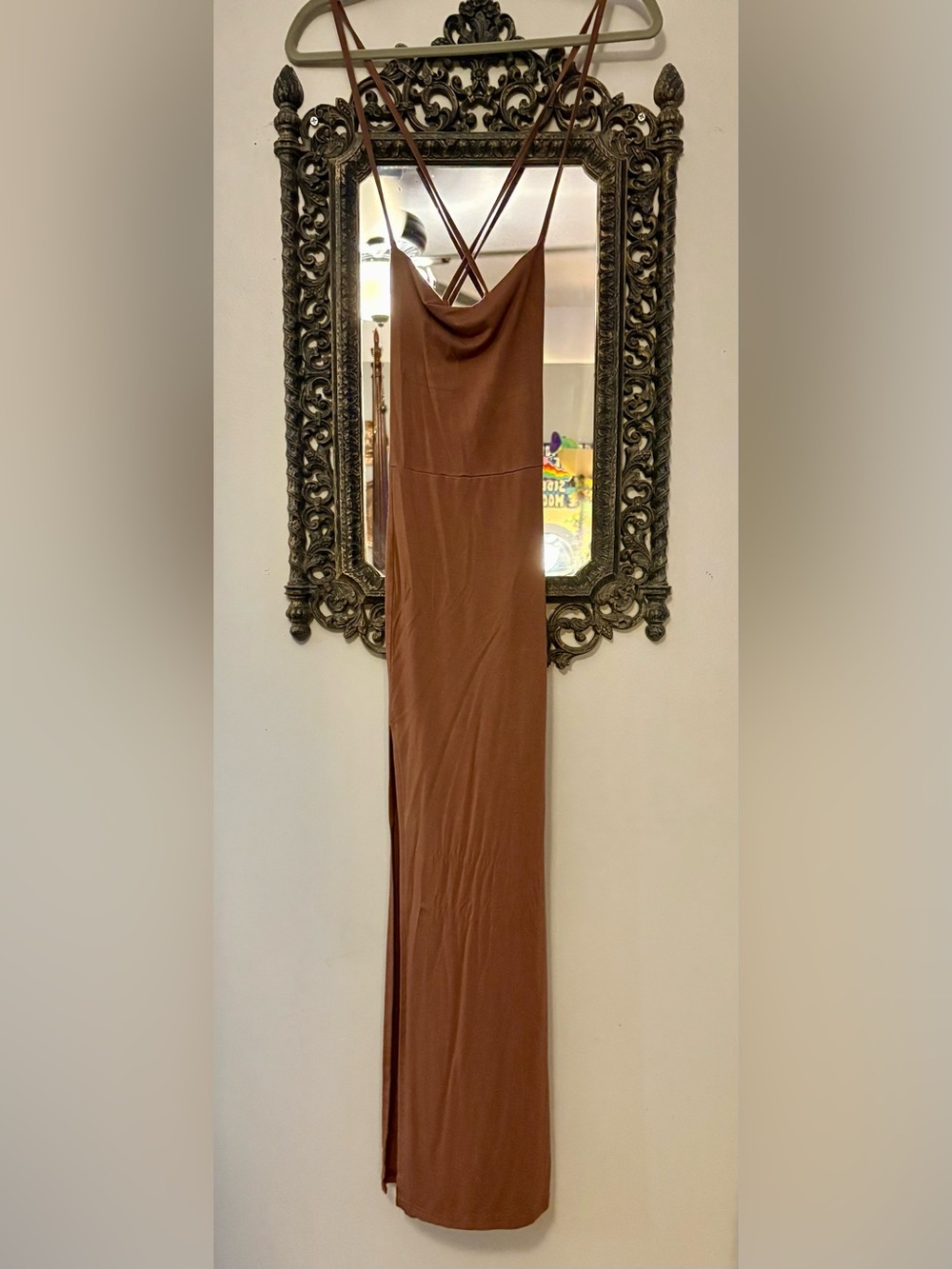 SHEIN Brown Maxi Skirt with Side Slit